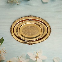 Brass Decorative Oval Shape Embossed Plate / Tray in Sizes