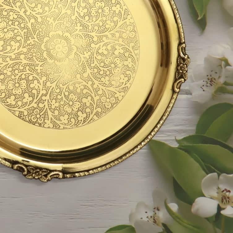 Brass Decorative Round Shape Embossed Plate / Tray in Sizes