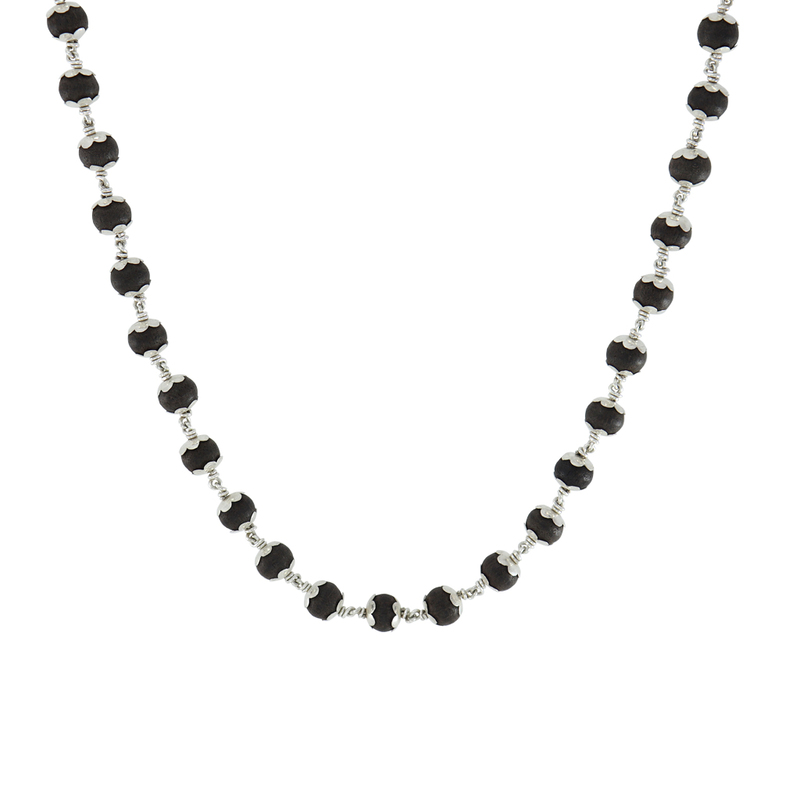 925 Silver Caped Karungali Mala 10mm,54 Beads, 30 Inchs with lab certificate