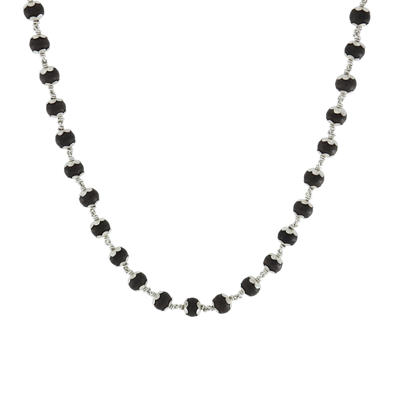 925 Silver Caped Karungali Mala 10mm,54 Beads, 30 Inchs with lab certificate