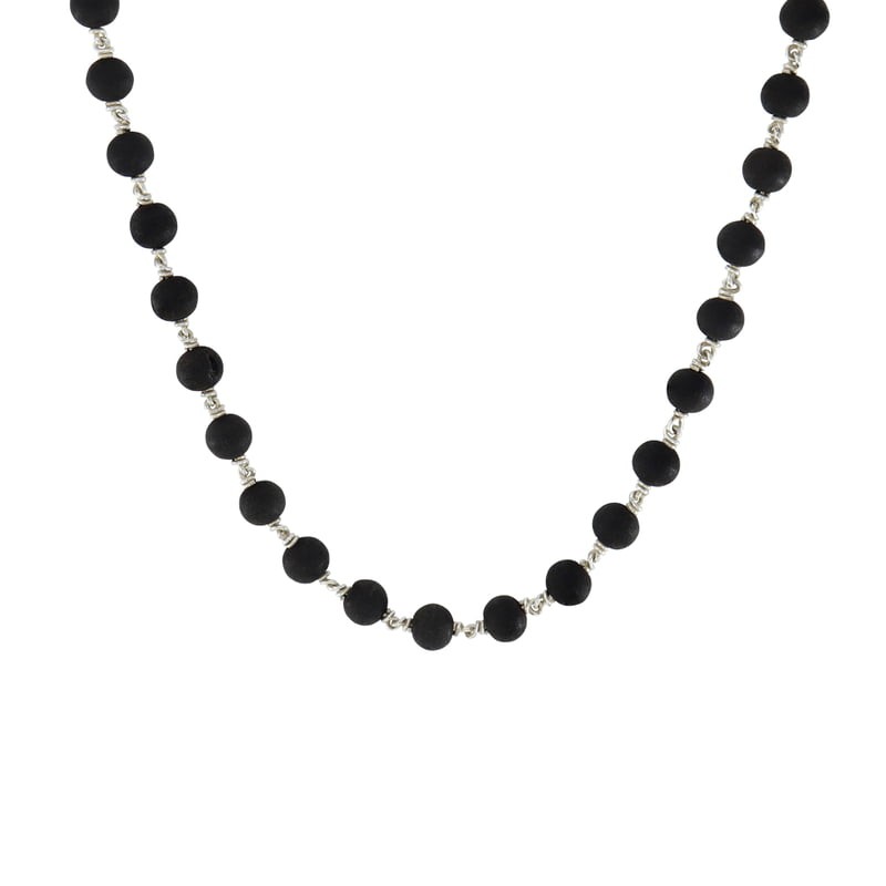 SRIMATHI JEWELLERS 925 Silver Tied Karungali  Mala 8mm,54 Beads, 30 Inchs