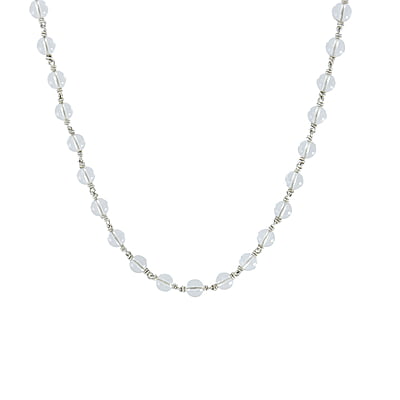 SRIMATHI JEWELLERS 925 Silver  Sphatik/crystal Tied Mala Mala 8mm,54 Beads, 30 Inchs