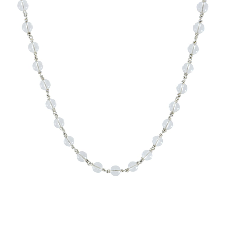 SRIMATHI JEWELLERS 925 Silver  Sphatik/crystal Tied Mala Mala 8mm,54 Beads, 30 Inchs