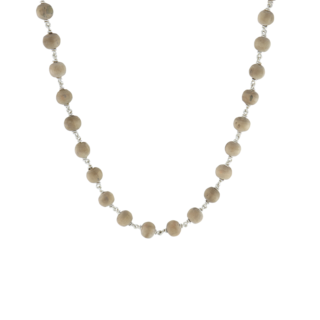 SRIMATHI JEWELLERS 925 Silver Tied Thulasi Malai  8mm,54 Beads, 30 Inchs