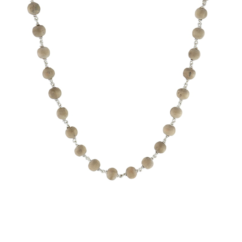 SRIMATHI JEWELLERS 925 Silver Tied Thulasi Malai 8mm,54 Beads, 30 Inchs