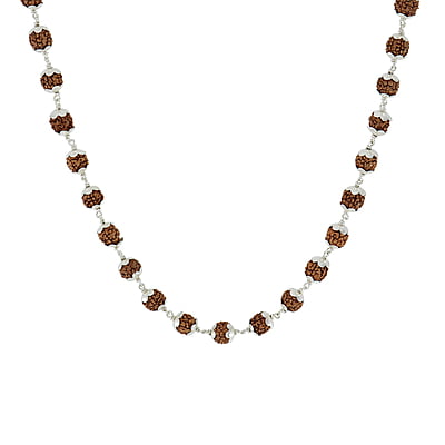 SRIMATHI JEWELLERS  925 silver ayyappan pendant 925 Silver Caped Rudraksha Mala 8mm,54 Beads, 30 Inchs