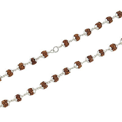 Original 925 SilverRudraksha Mala 8mm,54 Beads, 27 Inchs)