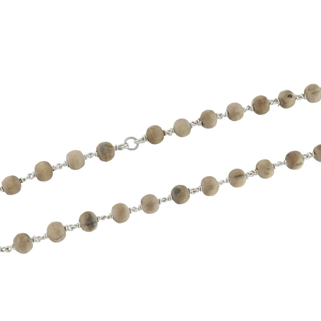 SRIMATHI JEWELLERS 925 Silver Tied Thulasi Malai 8mm,54 Beads, 30 Inchs