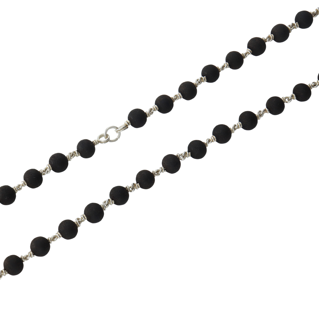 SRIMATHI JEWELLERS 925 Silver Tied Karungali  Mala 8mm,54 Beads, 30 Inchs