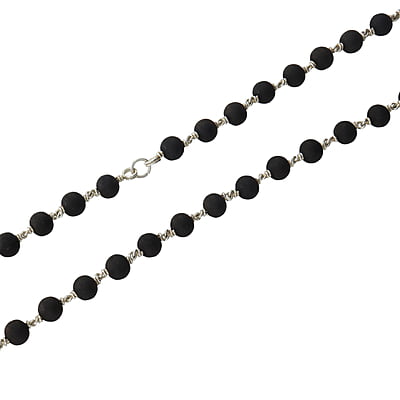 SRIMATHI JEWELLERS 925 Silver Tied Karungali  Mala 8mm,54 Beads, 30 Inchs