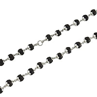 SRIMATHI JEWELLERS 925 Silver Caped Karungali Mala 8mm,54 Beads, 30 Inchs