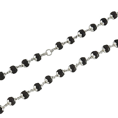 SRIMATHI JEWELLERS 925 Silver  Caped Karungali Mala 8mm,54 Beads, 30 Inchs