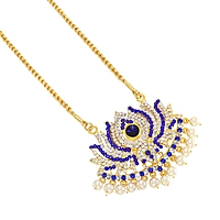 Gold-Plated Murukku Chain with Stone Lotus Pendant – Traditional Designer Jewelry