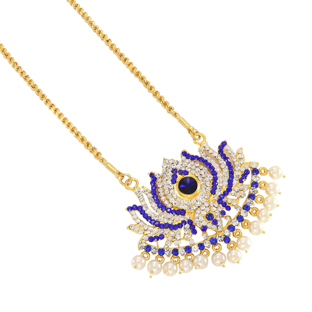 Gold-Plated Murukku Chain with Stone Lotus Pendant – Traditional Designer Jewelry