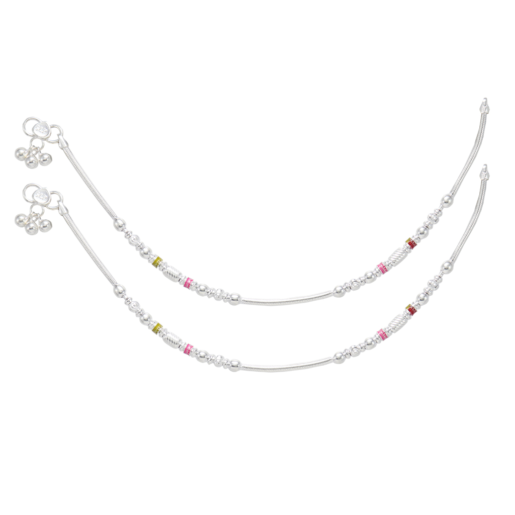 Silver women anklets/enamel design kolusu
