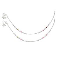 Silver women anklets/enamel design kolusu