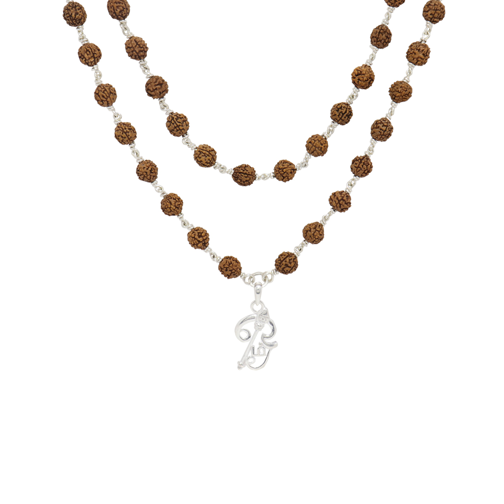 Rudraksha Mala with Lord Murugan Om Dollar Pendant