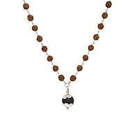 silver tied Ruduracha Mala with Karungali Pendant