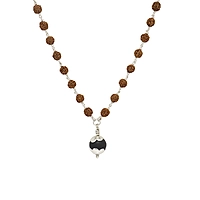 silver tied Ruduracha Mala with Karungali Pendant
