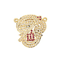 panchaloha white and red stone om pendant