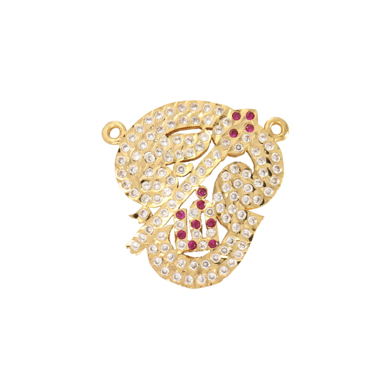 panchaloha  white and red stone om pendant