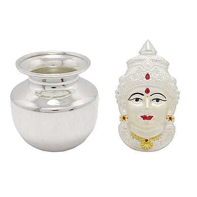 Silver Varalakshmi Face with Kalasam