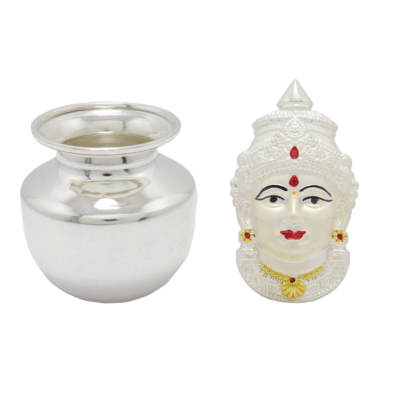Silver Varalakshmi Face with Kalasam