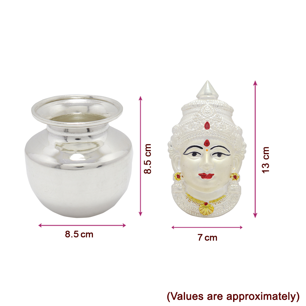 Silver Varalakshmi Face with Kalasam