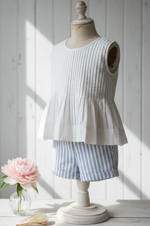 Vienna Blouse | Pleated Organic Cotton Top