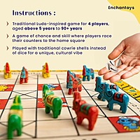 Handpainted Ashta Chamma Peeta Board Game with Traditional Elephant Coins