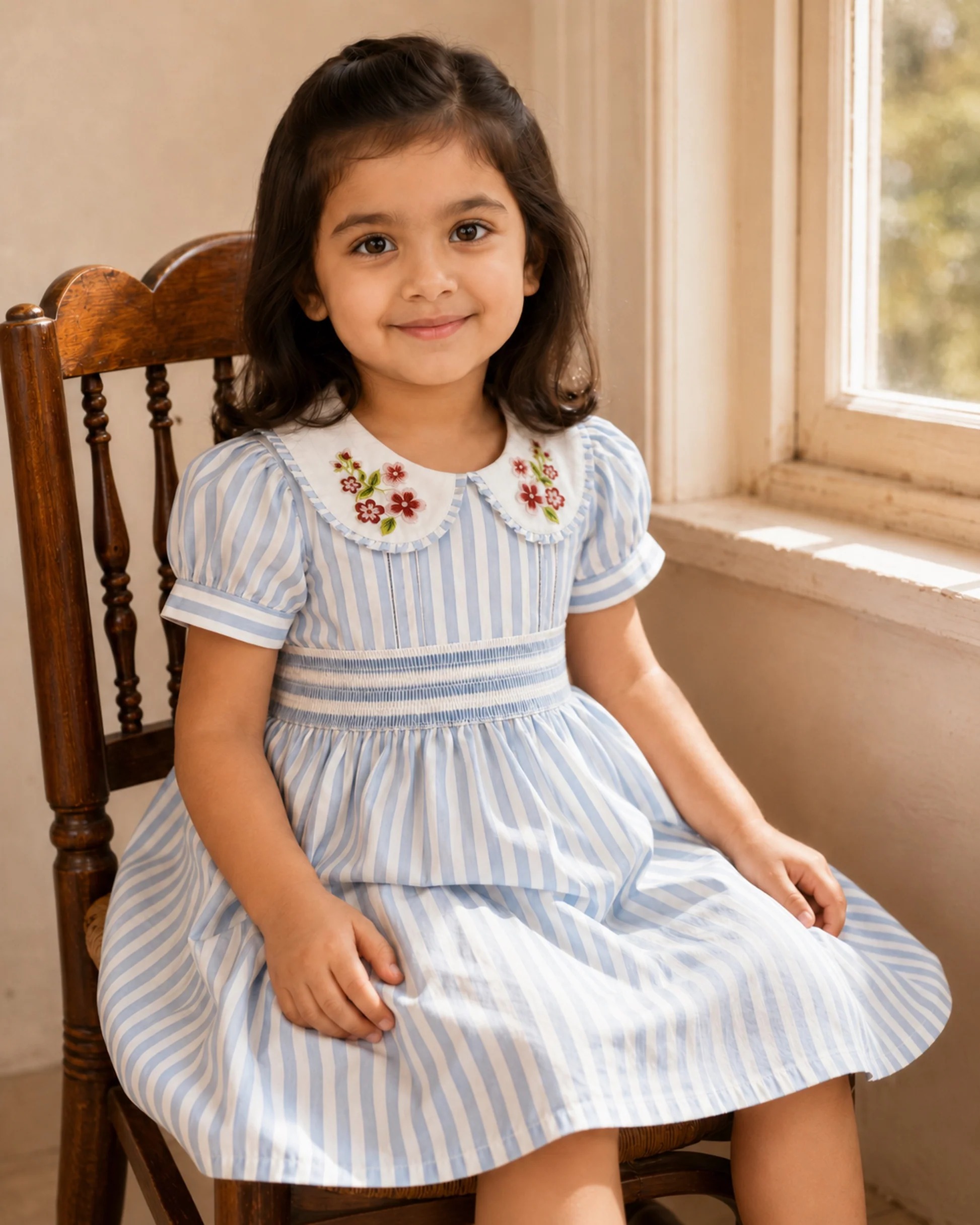 Portofino Dress | Organic Cotton Smocked Striped Dress