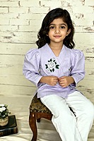 Osaka Blazer Blouse | Rose-Embroidered Organic Cotton–Linen