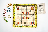 Handpainted Ashta Chamma Peeta Board Game with Traditional Elephant Coins