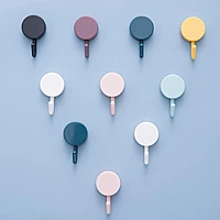 (Pack of 50) | Self Adhesive Round Shape Wall Hooks | Multi Color