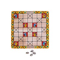 Handpainted Ashta Chamma Peeta Board Game with Traditional Horse Coins