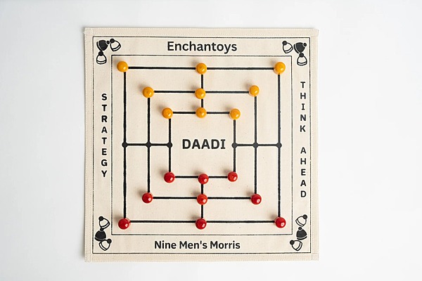 Daadi Board Game on Cotton Fabric – Handcrafted, Eco-Friendly Traditional Indian Strategy Game