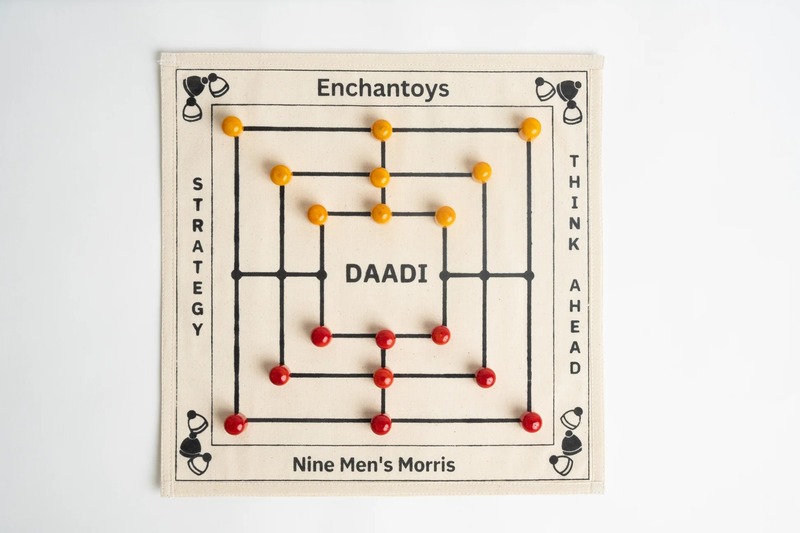 Daadi Board Game on Cotton Fabric – Handcrafted, Eco-Friendly Traditional Indian Strategy Game