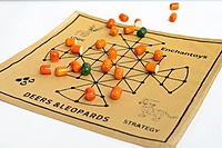Deers and Leopard – Handcrafted Strategy Game on Raw Silk