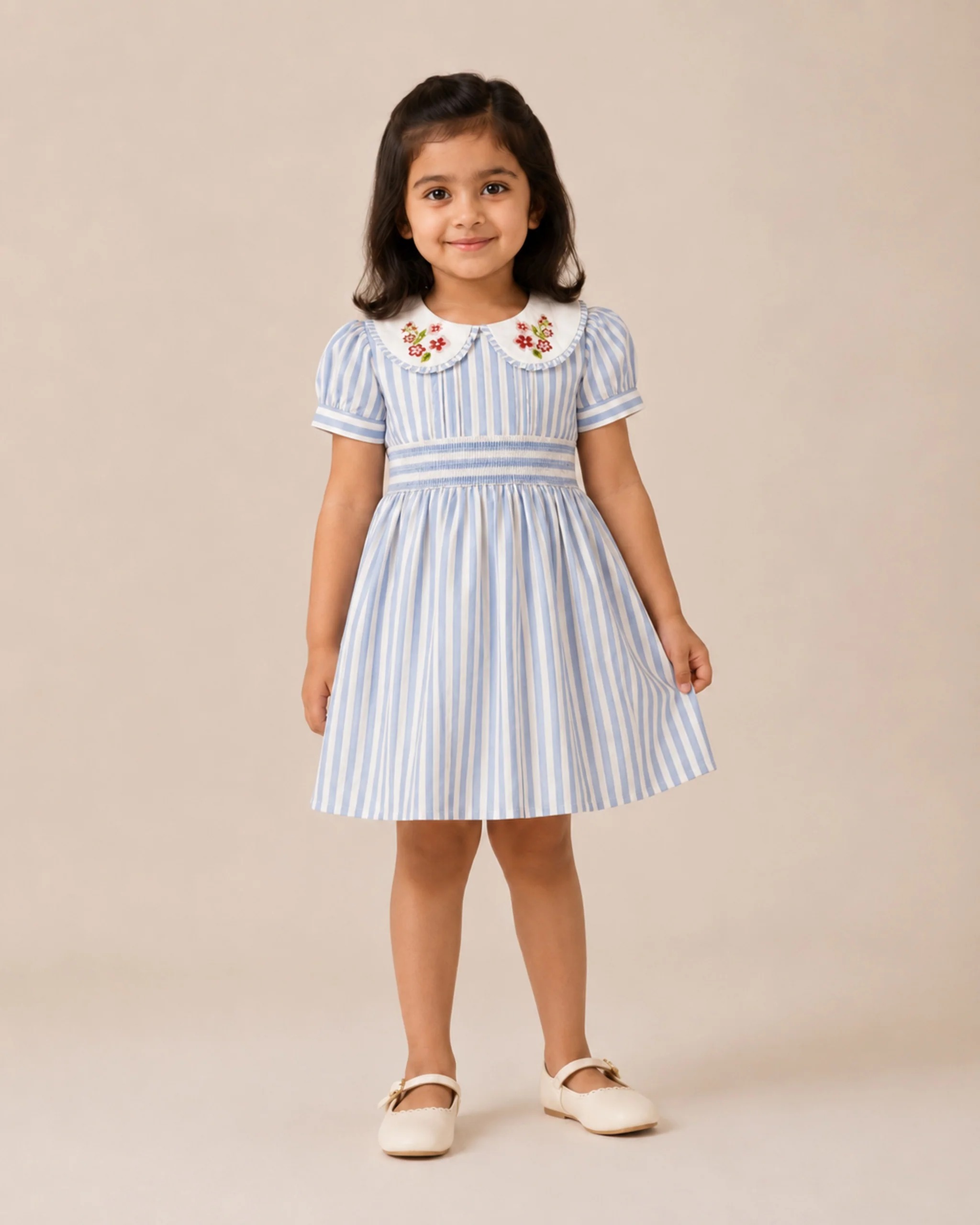 Portofino Dress | Organic Cotton Smocked Striped Dress