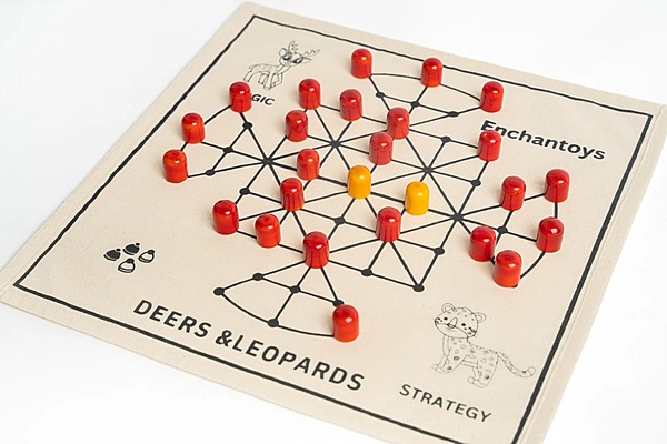 Deers and Leopard – Traditional Strategy Game on Cotton Fabric