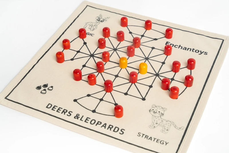 Deers and Leopard – Traditional Strategy Game on Cotton Fabric