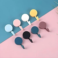 (Pack of 20) | Self Adhesive Round Shape Wall Hooks | Multi Color