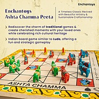 Handpainted Ashta Chamma Peeta Board Game with Traditional Elephant Coins