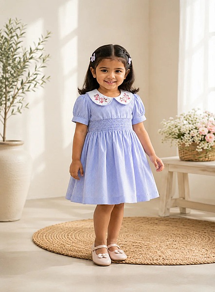 Mykonos Dress | Organic Cotton Embroidered Smocked Dress   Regular priceRs. 2,199.00