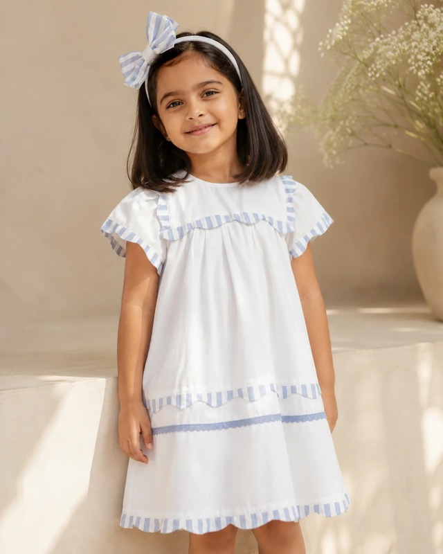 Santorini Dress | Organic Cotton Flutter-Sleeve Dress
