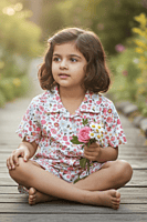 Florence Lounge Set | Organic Cotton–Linen Floral Co-ord