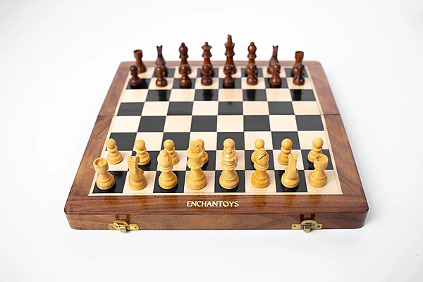 Chess Board Folding – 12-Inch Foldable Wooden Set with Magnetic Coins | Premium Travel Chess Game