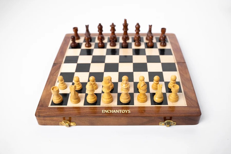 Chess Board Folding – 12-Inch Foldable Wooden Set with Magnetic Coins | Premium Travel Chess Game