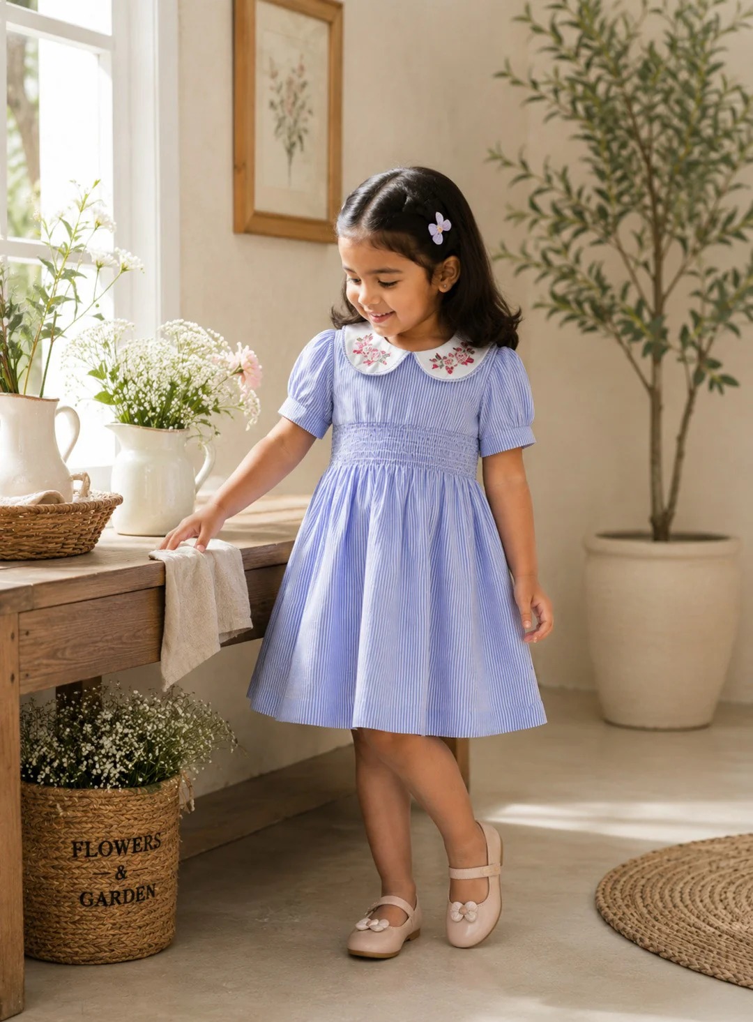 Mykonos Dress | Organic Cotton Embroidered Smocked Dress   Regular priceRs. 2,199.00