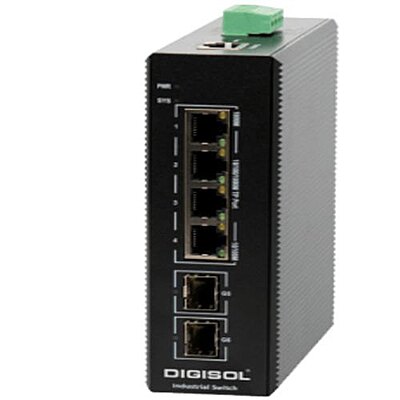 Digisol 6 Port Fast Ethernet Unmanaged Industrial Switch with 2 SFP Ports-DG-IS1008F
